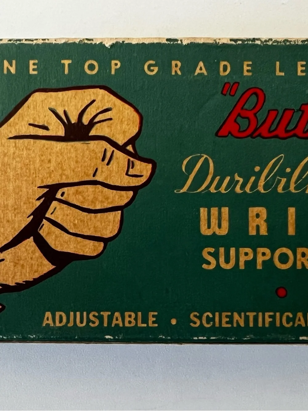 VTG RARE 1940s Bub Duribilknit Genuine Leather Wrist Supporter Style Double 1544